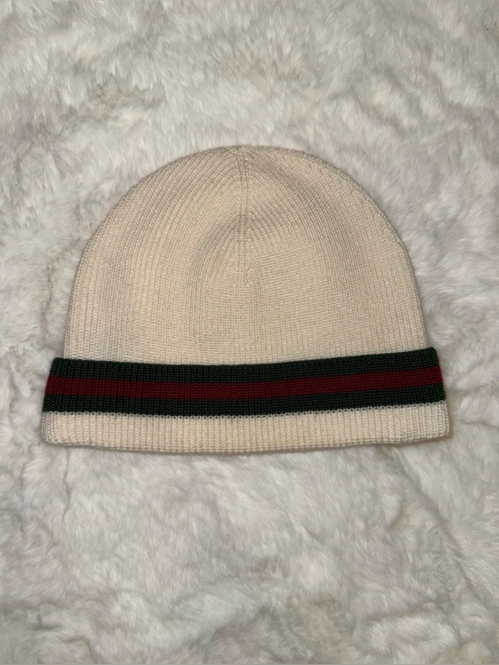 Gucci Cream Wool-Silk Knit Hat